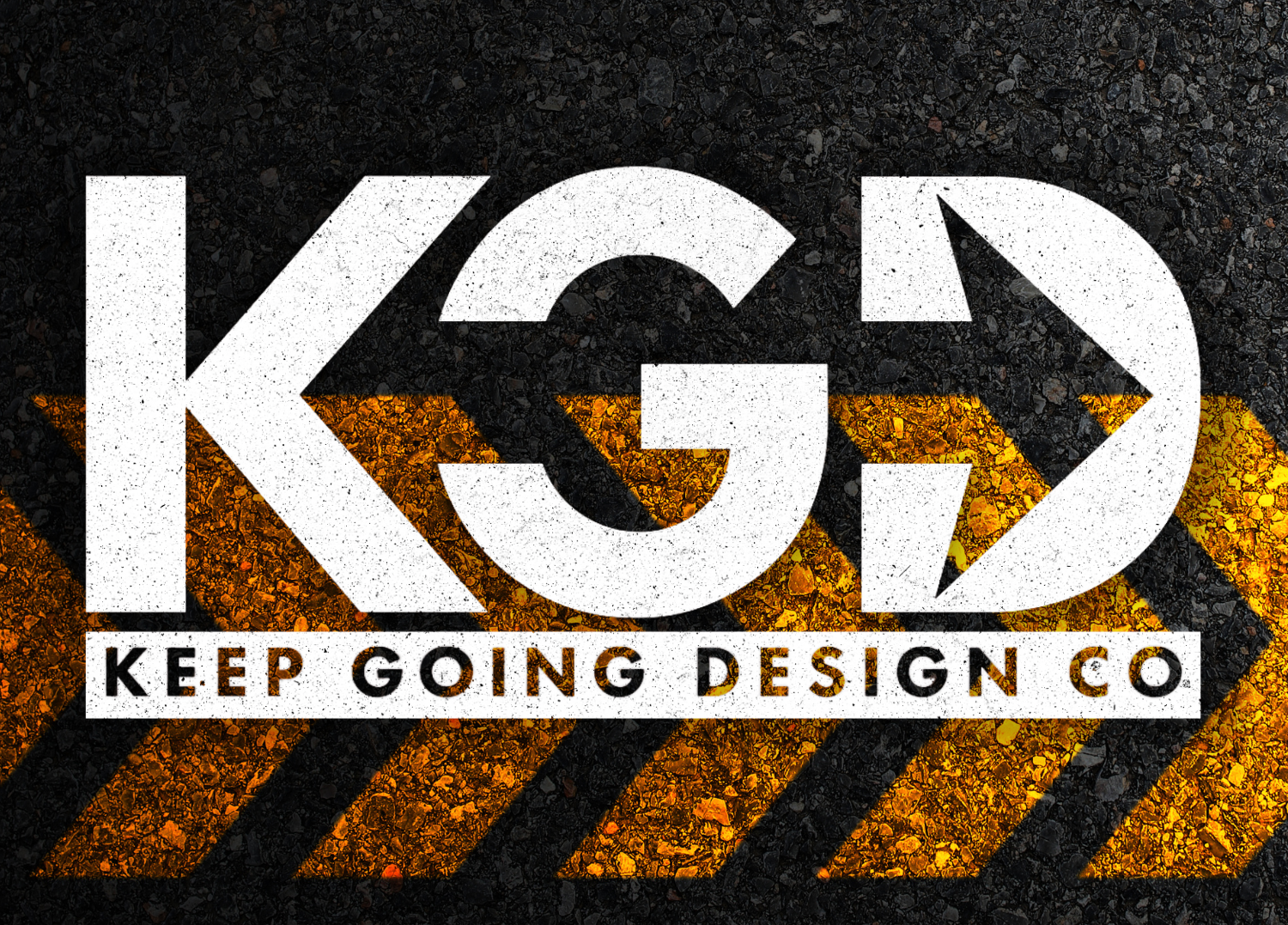 KGD logo on weathered black surface