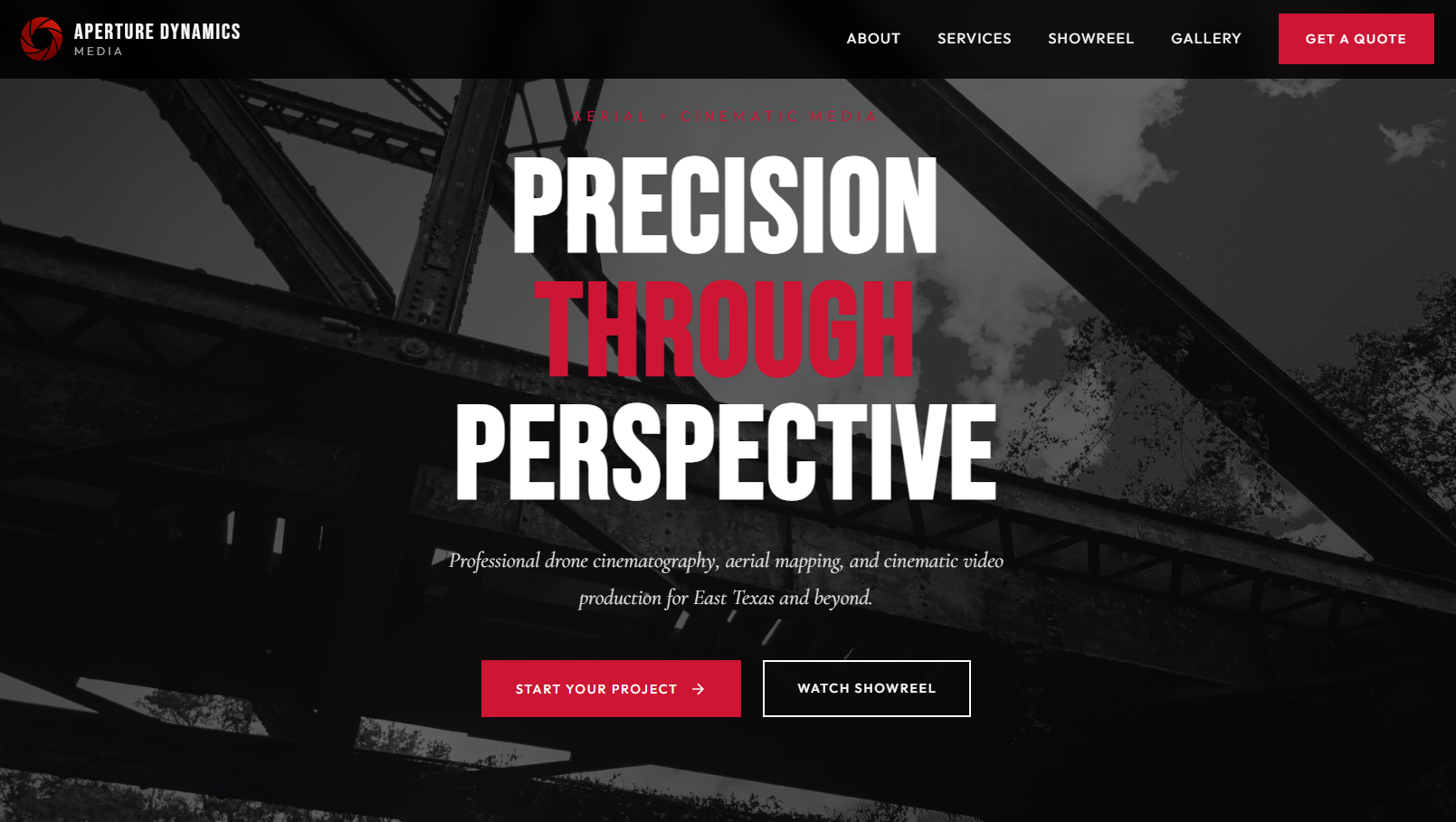 Screenshot hero section of sample client website